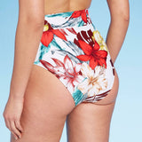 Kona Sol Women's Ribbed Medium Coverage High Waist Bikini Bottom