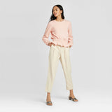 Who What Wear Women's Crew Neck Smocked Waist Knit Sweatshirt