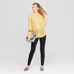 A New Day Women's Long Sleeve Striped Crepe Blouse Shirt Top
