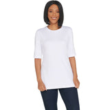 Isaac Mizrahi Live! Essentials Women's Elbow Sleeve T-Shirt Bright White Medium