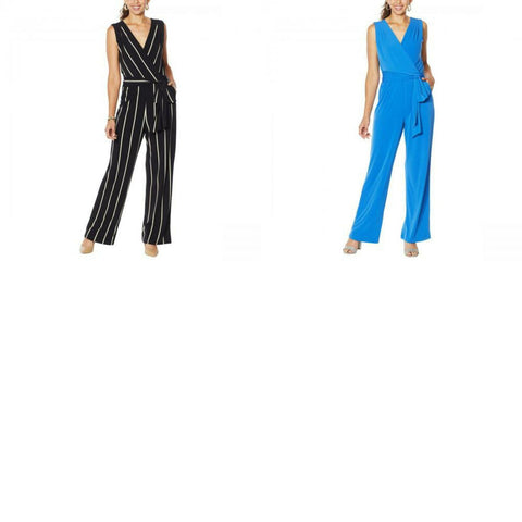 Colleen Lopez Women's Faux Wrap Tie Waist Jumpsuit