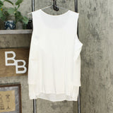 DG2 by Diane Gilman Women's Plus Size Mixed Media Easy Tank Ivory 1X