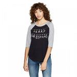 Zoe + Liv Women's Stranger Things 3/4 Sleeve Graphic T-Shirt MERRY CHRISTMAS