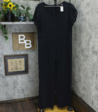 H by Halston Women's Petite Jet Set Jersey Wide Leg Jumpsuit with Lace Sleeves