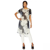 Vince Camuto Women's Pagoda Blossoms Shirttail Tunic High-Low Printed Top