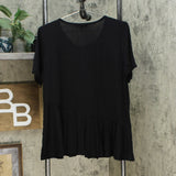 DG2 by Diane Gilman Sustainable Bamboo Crossover Peplum Top Black Large