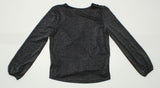 A New Day Women's Long Sleeve Shine Surplice Knit Top Black Small