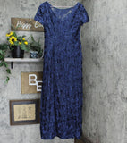 Alex Evenings Women's Rosette Embellished Lace A-Line Gown Navy Blue 12