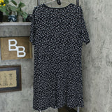 Isaac Mizrahi Live! Women's Knit Scatter Dot Swing Dress Black XL