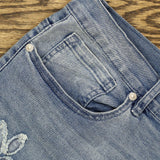 DG2 by Diane Gilman Petite Plus Embroidered And Frayed Wide-Leg Jeans