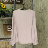 Ava & Viv Women's Plus Size Long Sleeve V-Neck Satin Blouse