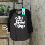 NWT Chaser Women's 3/4 Sleeve Raglan Motivational Graphic T-Shirt. 1400454 XL