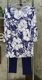 Slinky Brand Women's Border Print Long Tunic And Skinny Pant Set