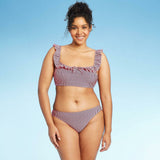 Xhilaration Women's Seersucker Cheeky Striped Bikini Bottom