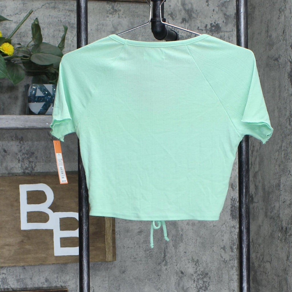 Colsie Women's Pointelle Knit Crop Top Sleep Lounge Shirt Green S –  Biggybargains