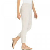 Hilary Radley Women's Stretch Seersucker Pull On Ankle Pants Beige Stripe Small