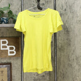 DG2 by Diane Gilman Women's Flutter-Sleeve T-Shirt Chartreuse Small