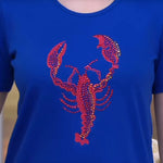 Quacker Factory Zip Front Vest And Short Sleeve Lobster T-Shirt Set