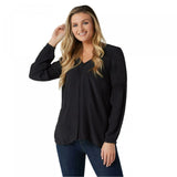 LOGO by Lori Goldstein Lavish Woven Snap Front Crepe Top