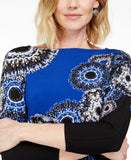 JM Collection Women's Tie Dye Metallic Accents Boat Neck Knit Top