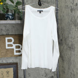 INC International Concepts Rhinestone Cold Shoulder Top White Petite Large