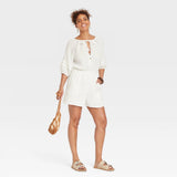 Knox Rose Women's Short Sleeve Gauze Romper