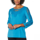 Antthony Women's Plus Bracelet Sleeve Crochet Knit Tunic Top