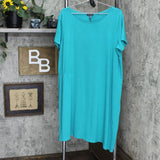 Eileen Fisher Women's Asymmetrical Side-Stretch Jersey Shift Dress Turquoise XL