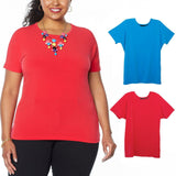 IMAN Women's Plus Size 2 Pack City Chic Short Sleeve T-Shirts With Necklace