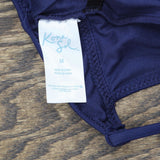 Kona Sol Crochet Trim Plunge One Piece Swimsuit Navy Medium