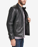 Marc New York Mens Leather Moto Jacket Black Small