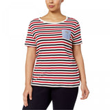 Tommy Hilfiger Women's Plus Size Cotton Chambray Pocket Striped Top