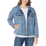 DG2 by Diane Gilman Women's Denim Look Classic Stretch French Terry Jacket