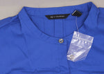 H by Halston Women's Poplin Button Front Shirt Catalina Blue Large