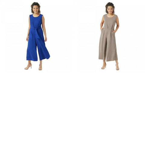 Du Jour Plus Petite Cropped Wide Leg Knit Jumpsuit With Tie Waist