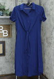 Du Jour Button Front Shirt Midi Dress With Tie Detail Navy XS