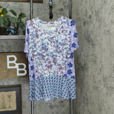 LOGO by Lori Goldstein Women's Mixed Print Knit Top With Seam Details