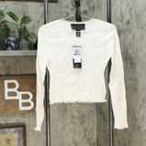 Polly & Esther Women's Junior Fit Cropped Thermal T-Shirt