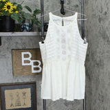 LOGO by Lori Goldstein Women's Eyelet Embroidery Peplum Tank Top