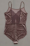Gilligan & O'Malley Women's Velour Bodysuit With Criss Cross Lace Back