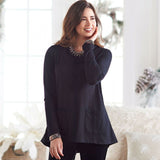 LOGO by Lori Goldstein Women's French Terry Cowl Neck Knit Top