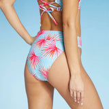 Xhilaration Women's Tropical Print High Leg High Waist Bikini Bottom
