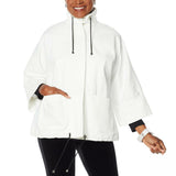 MarlaWynne Canvas Drama Snap Front Jacket With Pockets Soft White Plus 3X