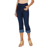 Belle by Kim Gravel Women's Flexibelle Pull On Cuffed Capri Jeans