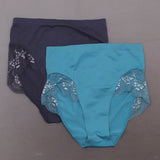 Rhonda Shear Women's 2 Pack Seamless Lace Trimmed Brief Panties