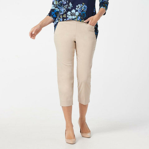 Susan Graver Plus Size Uptown Stretch Pull-On Crop Pants