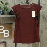 A New Day Women's Ruffle Short Sleeve Linen Look T-Shirt