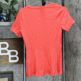 Isaac Mizrahi Live! Short-Sleeve Seamed Peplum Knit Top Sunset Coral XS