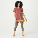 LOGO by Lori Goldstein French Terry Top with Woven Panels Redwood Small