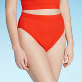 Xhilaration Women's Ribbed High Leg High Waist Bikini Swim Bottom